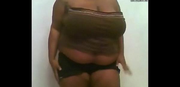  Horny ebony slut with massive tits striptease for fans on cam Whore4ur